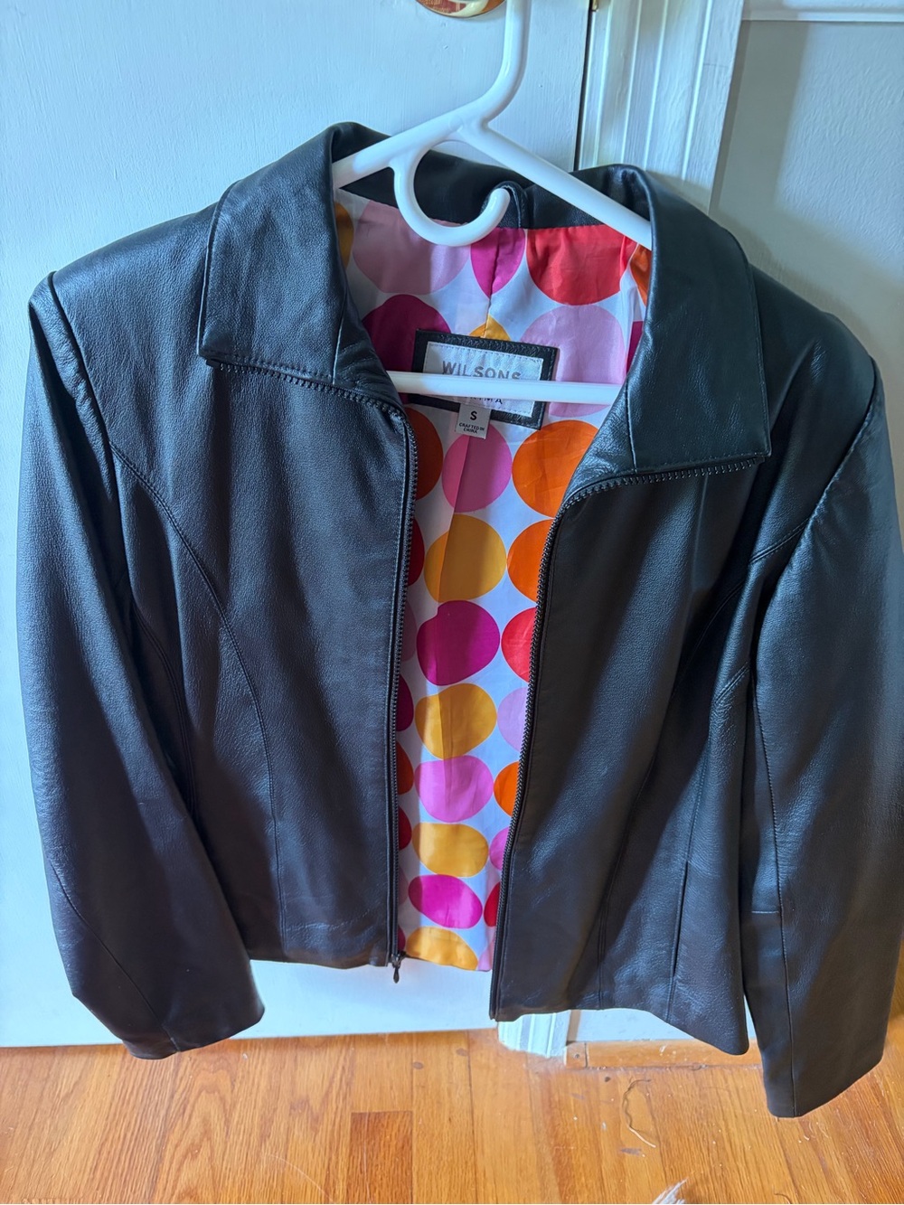 Wilsons Leather Women's Black Leather Jacket with Colorful Lining